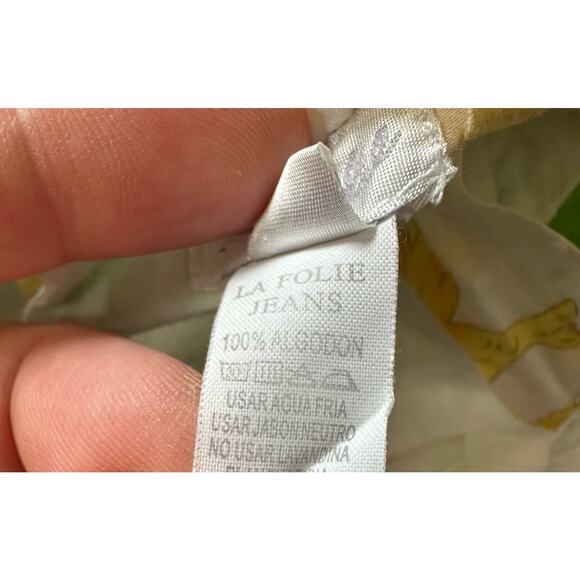 La Folie Dress Sundress Pinafore Eyelet Pockets Side Ties Yellow Floral Girls 6 - Picture 8 of 10